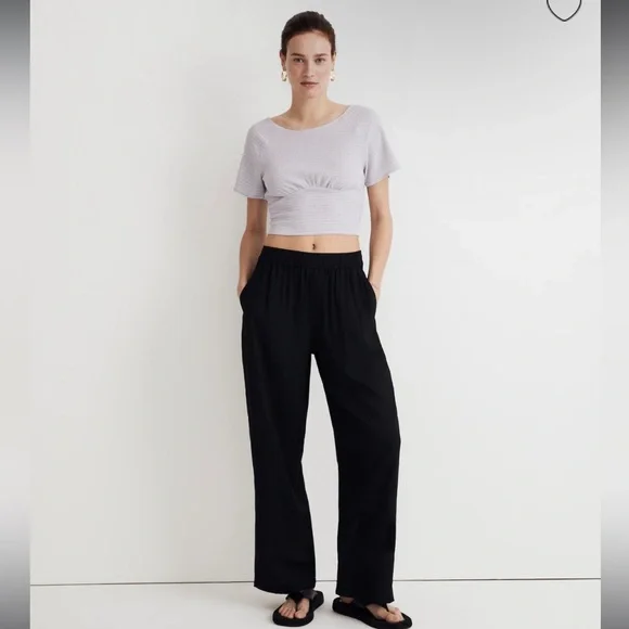 💌Free shipping! Madewell Shirred Crewneck Crop Top - Medium - Dusty Lavender - Picture 3 of 8